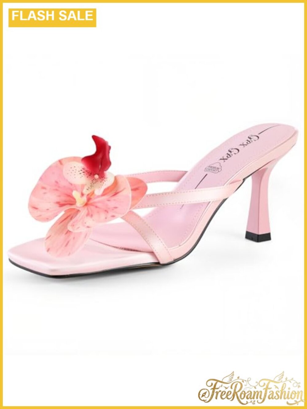 Kitten Heel Slide Sandals Floral Open Toe Slip On Summer Dress Heels